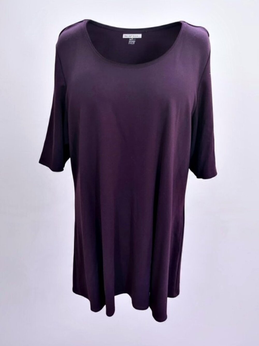 Nygard Womens 3X Purple Plum Tunic Top Stretch Scoop Neck Half Sleeve Plus Size